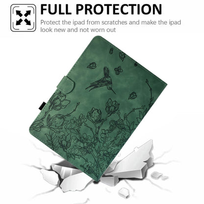 For Samsung Galaxy Tab S9 Flowers and Bird Embossed Smart Leather Tablet Case(Green) - Galaxy Tab S9 Cases by PMC Jewellery | Online Shopping South Africa | PMC Jewellery | Buy Now Pay Later Mobicred