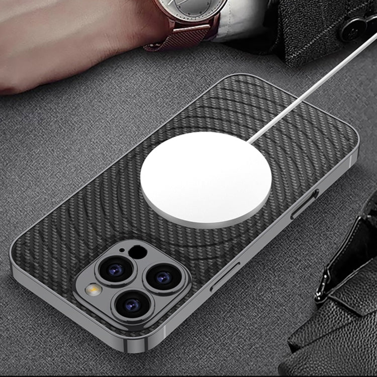 For iPhone 16 Pro GKK Plating Leather Wave MagSafe Phone Case(Carbon Fiber) - free shipping - PMC Jewellery - Order now!