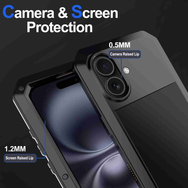 For iPhone 16 Plus RedPepper Triple-proof Metal Phone Case(Black) - free shipping - PMC Jewellery - Order now!