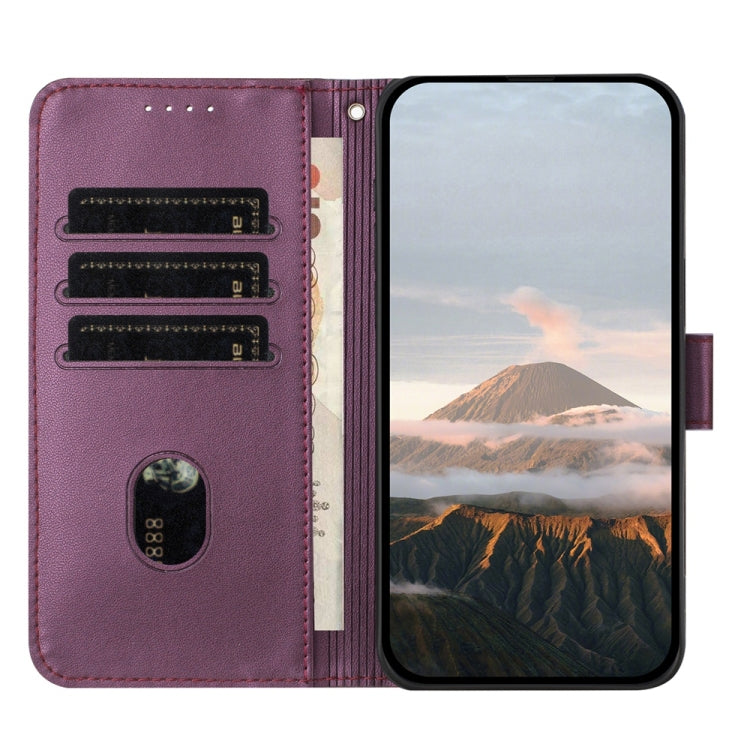 For Samsung Galaxy S25 5G Triangle Pattern Buckle Clasp Leather Phone Case(Dark Purple) - Galaxy S25 5G Cases by PMC Jewellery | Online Shopping South Africa | PMC Jewellery | Buy Now Pay Later Mobicred