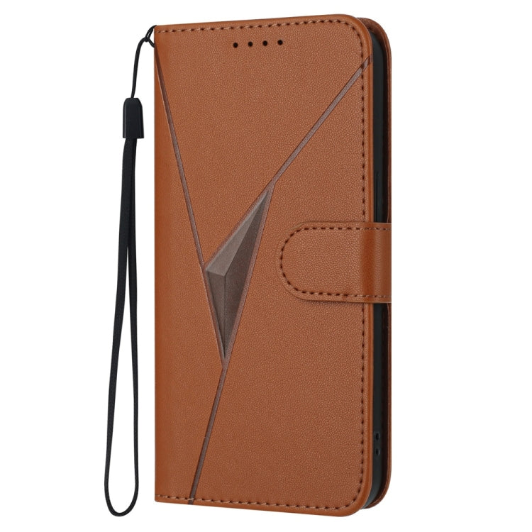 For Samsung Galaxy S25 5G Triangle Pattern Buckle Clasp Leather Phone Case(Brown) - Galaxy S25 5G Cases by PMC Jewellery | Online Shopping South Africa | PMC Jewellery | Buy Now Pay Later Mobicred