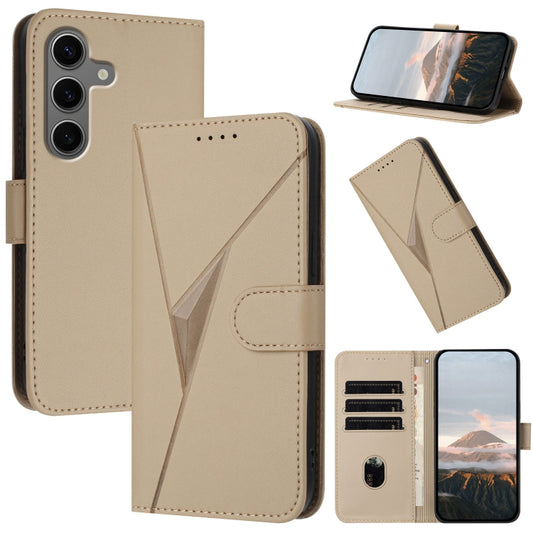 For Samsung Galaxy S25+ 5G Triangle Pattern Buckle Clasp Leather Phone Case(Gold) - Galaxy S25+ 5G Cases by PMC Jewellery | Online Shopping South Africa | PMC Jewellery | Buy Now Pay Later Mobicred