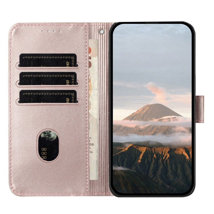 For Samsung Galaxy S25+ 5G Triangle Pattern Buckle Clasp Leather Phone Case(Rose Gold) - Galaxy S25+ 5G Cases by PMC Jewellery | Online Shopping South Africa | PMC Jewellery | Buy Now Pay Later Mobicred