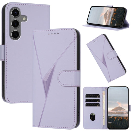 For Samsung Galaxy S25+ 5G Triangle Pattern Buckle Clasp Leather Phone Case(Light Purple) - Galaxy S25+ 5G Cases by PMC Jewellery | Online Shopping South Africa | PMC Jewellery | Buy Now Pay Later Mobicred