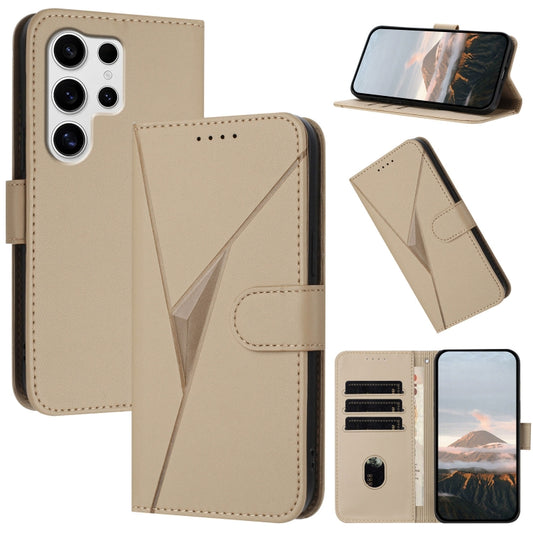 For Samsung Galaxy S25 Ultra 5G Triangle Pattern Buckle Clasp Leather Phone Case(Gold) - Galaxy S25 Ultra 5G Cases by PMC Jewellery | Online Shopping South Africa | PMC Jewellery | Buy Now Pay Later Mobicred