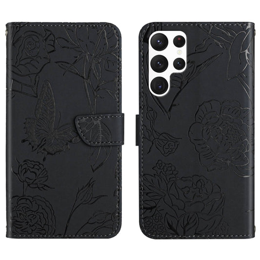 For Samsung Galaxy S25 Ultra 5G Skin Feel Butterfly Embossed Flip Leather Phone Case(Black) - Galaxy S25 Ultra 5G Cases by PMC Jewellery | Online Shopping South Africa | PMC Jewellery | Buy Now Pay Later Mobicred