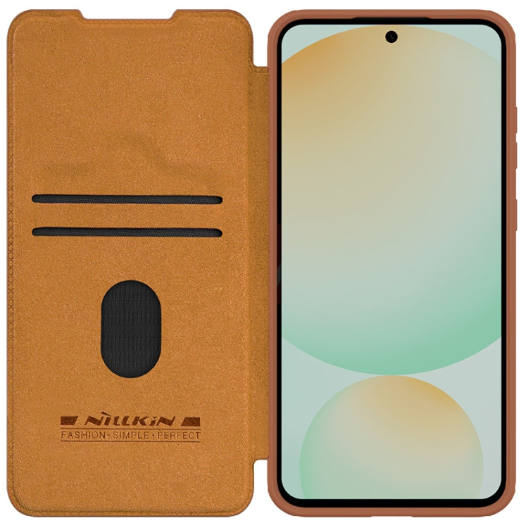 For Samsung Galaxy S24 FE 5G NILLKIN QIN Series Pro Sliding Camera Cover Design Leather Phone Case(Brown) - Galaxy S24 FE 5G Cases by NILLKIN | Online Shopping South Africa | PMC Jewellery | Buy Now Pay Later Mobicred