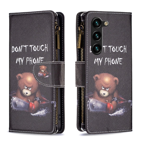 For Samsung Galaxy S25+ 5G Colored Drawing Pattern Zipper Leather Phone Case(Bear) - Galaxy S25+ 5G Cases by PMC Jewellery | Online Shopping South Africa | PMC Jewellery | Buy Now Pay Later Mobicred