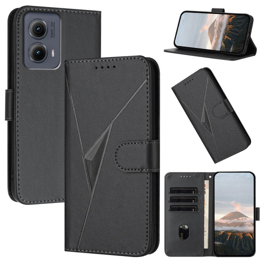 For Motorola Edge 5G 2024 Triangle Pattern Buckle Clasp Leather Phone Case(Black) - Motorola Cases by PMC Jewellery | Online Shopping South Africa | PMC Jewellery | Buy Now Pay Later Mobicred