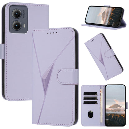 For Motorola Edge 5G 2024 Triangle Pattern Buckle Clasp Leather Phone Case(Light Purple) - Motorola Cases by PMC Jewellery | Online Shopping South Africa | PMC Jewellery | Buy Now Pay Later Mobicred