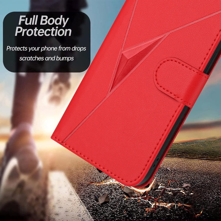 For Motorola Moto G Play 4G 2024 Triangle Pattern Buckle Clasp Leather Phone Case(Red) - Motorola Cases by PMC Jewellery | Online Shopping South Africa | PMC Jewellery | Buy Now Pay Later Mobicred