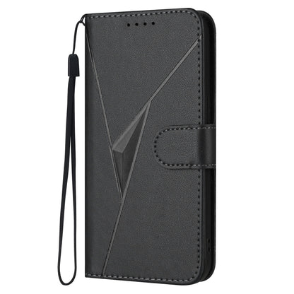 For Motorola Moto G Play 4G 2024 Triangle Pattern Buckle Clasp Leather Phone Case(Black) - Motorola Cases by PMC Jewellery | Online Shopping South Africa | PMC Jewellery | Buy Now Pay Later Mobicred