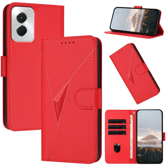 For Motorola Moto G Power 2024 Triangle Pattern Buckle Clasp Leather Phone Case(Red) - Motorola Cases by PMC Jewellery | Online Shopping South Africa | PMC Jewellery | Buy Now Pay Later Mobicred