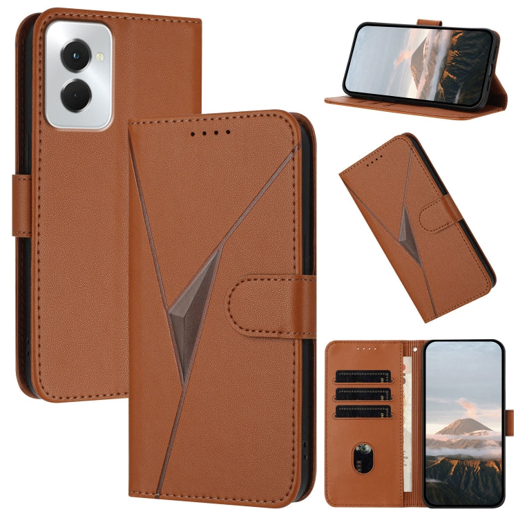 For Motorola Moto G Power 2024 Triangle Pattern Buckle Clasp Leather Phone Case(Brown) - Motorola Cases by PMC Jewellery | Online Shopping South Africa | PMC Jewellery | Buy Now Pay Later Mobicred