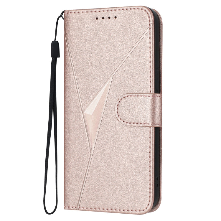 For Motorola Moto G Power 2024 Triangle Pattern Buckle Clasp Leather Phone Case(Rose Gold) - Motorola Cases by PMC Jewellery | Online Shopping South Africa | PMC Jewellery | Buy Now Pay Later Mobicred