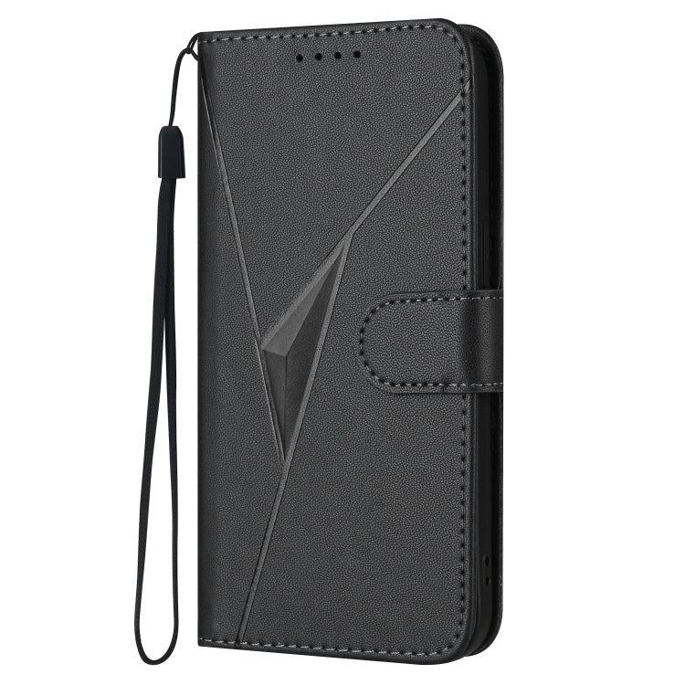 For Motorola Moto G Stylus 2024 Triangle Pattern Buckle Clasp Leather Phone Case(Black) - Motorola Cases by PMC Jewellery | Online Shopping South Africa | PMC Jewellery | Buy Now Pay Later Mobicred