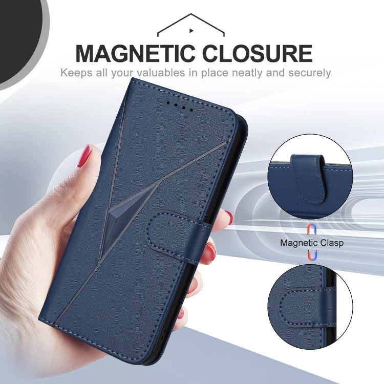 For Motorola Moto G Stylus 2024 Triangle Pattern Buckle Clasp Leather Phone Case(Royal Blue) - Motorola Cases by PMC Jewellery | Online Shopping South Africa | PMC Jewellery | Buy Now Pay Later Mobicred