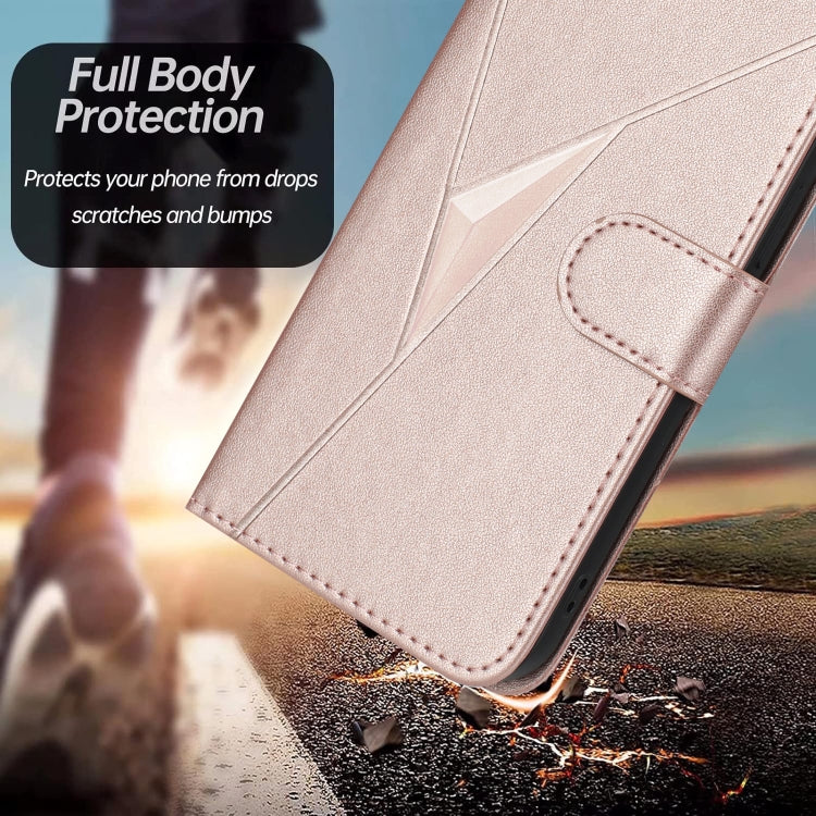 For Motorola Moto G Stylus 2024 Triangle Pattern Buckle Clasp Leather Phone Case(Rose Gold) - Motorola Cases by PMC Jewellery | Online Shopping South Africa | PMC Jewellery | Buy Now Pay Later Mobicred