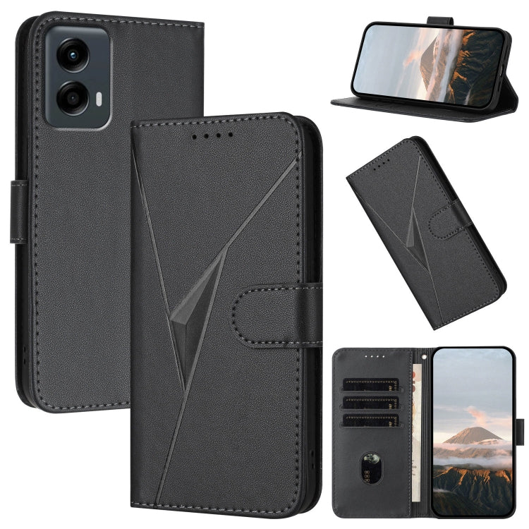 For Motorola Moto G 5G 2024 Triangle Pattern Buckle Clasp Leather Phone Case(Black) - Motorola Cases by PMC Jewellery | Online Shopping South Africa | PMC Jewellery | Buy Now Pay Later Mobicred