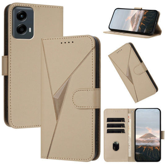 For Motorola Moto G 5G 2024 Triangle Pattern Buckle Clasp Leather Phone Case(Gold) - Motorola Cases by PMC Jewellery | Online Shopping South Africa | PMC Jewellery | Buy Now Pay Later Mobicred