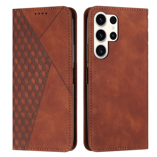 For Samsung Galaxy S25 Ultra 5G Diamond Splicing Skin Feel Magnetic Leather Phone Case(Brown) - Galaxy S25 Ultra 5G Cases by PMC Jewellery | Online Shopping South Africa | PMC Jewellery | Buy Now Pay Later Mobicred