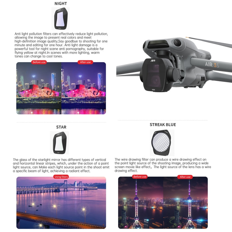 For DJI Air 3S JSR CB Series Drone Lens Filter, Filter:CPL - free shipping - PMC TechLife - Order now!