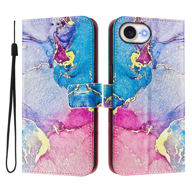 For iPhone 16e Art Colored Drawing Pattern Leather Phone Case(Colorful marble) - iPhone 16e Cases by PMC TechLife | Online Shopping South Africa | PMC TechLife | Buy Now Pay Later Mobicred