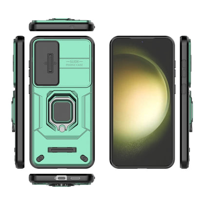 For Samsung Galaxy S25+ 5G Sliding Camshield TPU + PC Shockproof Phone Case with Holder(Green) - Galaxy S25+ 5G Cases by PMC Jewellery | Online Shopping South Africa | PMC Jewellery | Buy Now Pay Later Mobicred