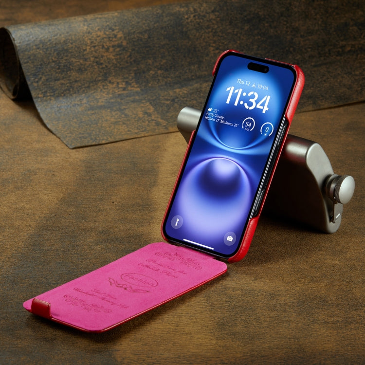 For iPhone 16 Fierre Shann 64 Texture Vertical Flip PU Leather Phone Case(Red) - free shipping - PMC Jewellery - Order now!