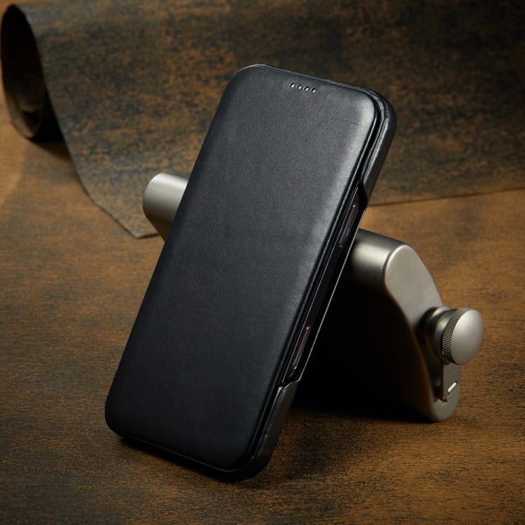 For iPhone 16 Plus Fierre Shann Top Layer Cowhide Business Magnetic Leather Phone Case(Black) - free shipping - PMC Jewellery - Order now!