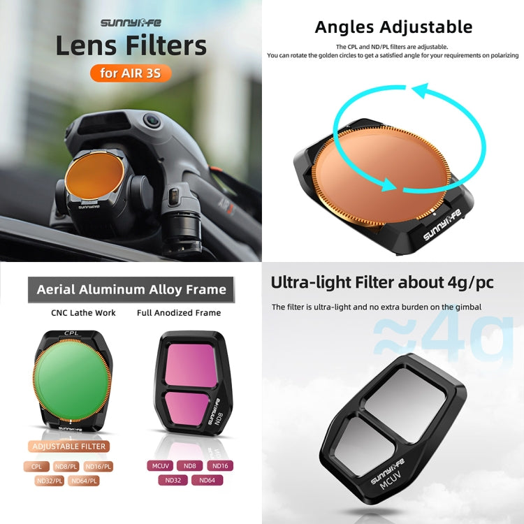 For DJI Air 3S Sunnylife Camera Lens Filter, Filter:ND8 - free shipping - PMC TechLife - Order now!
