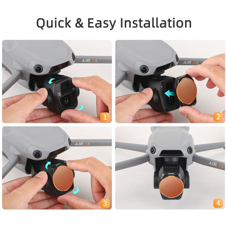 For DJI Air 3S Sunnylife Camera Lens Filter, Filter:6 in 1 UV CPL ND8-64 - free shipping - PMC TechLife - Order now!