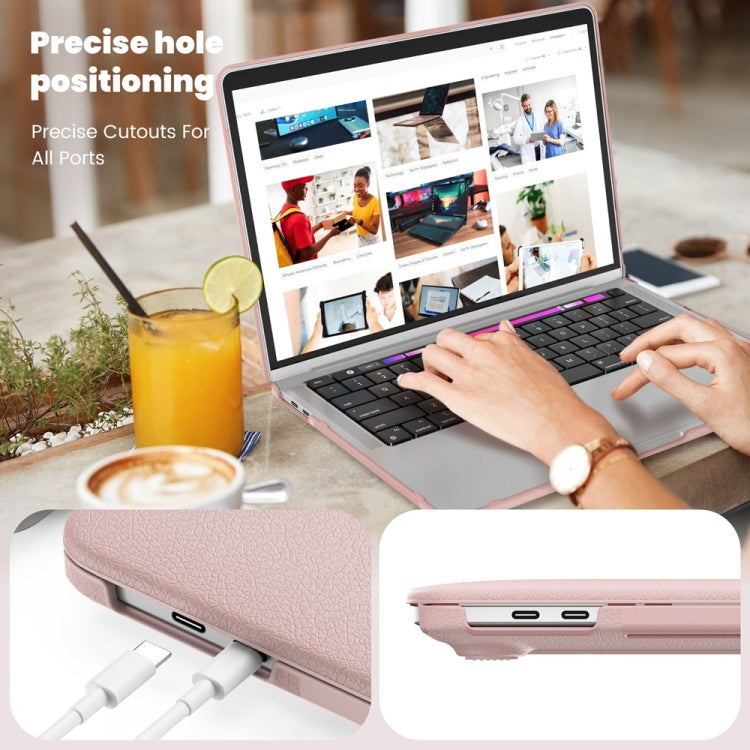 For MacBook Pro 13.3 inch M1 A2338 Business Magnetic Holder PC + PU Laptop Protective Case(Pink) - MacBook Pro Cases by PMC Jewellery | Online Shopping South Africa | PMC Jewellery | Buy Now Pay Later Mobicred