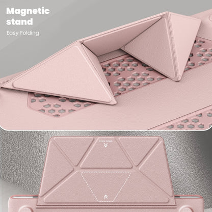 For MacBook Pro 13.3 inch M1 A2338 Business Magnetic Holder PC + PU Laptop Protective Case(Pink) - MacBook Pro Cases by PMC Jewellery | Online Shopping South Africa | PMC Jewellery | Buy Now Pay Later Mobicred