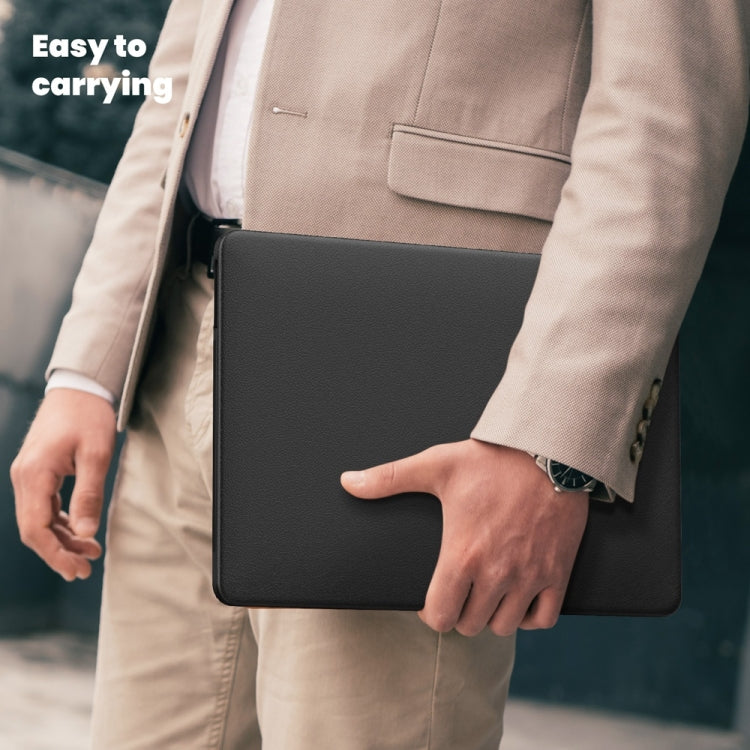 For MacBook Pro 13.3 inch M1 A2338 Business Magnetic Holder PC + PU Laptop Protective Case(Black) - MacBook Pro Cases by PMC Jewellery | Online Shopping South Africa | PMC Jewellery | Buy Now Pay Later Mobicred