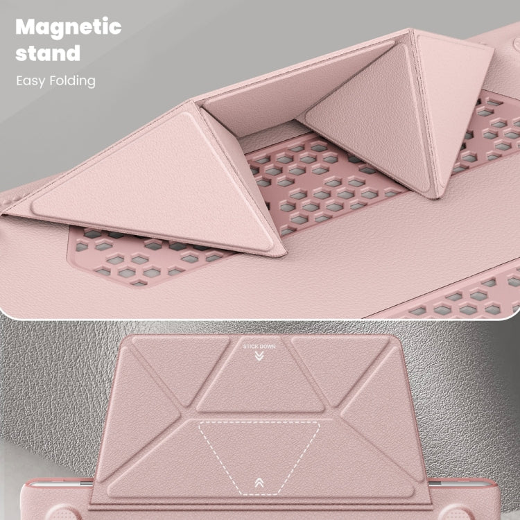 For MacBook Air 13.3 inch A2337 Business Magnetic Holder PC + PU Laptop Protective Case(Pink) - MacBook Air Cases by PMC Jewellery | Online Shopping South Africa | PMC Jewellery | Buy Now Pay Later Mobicred