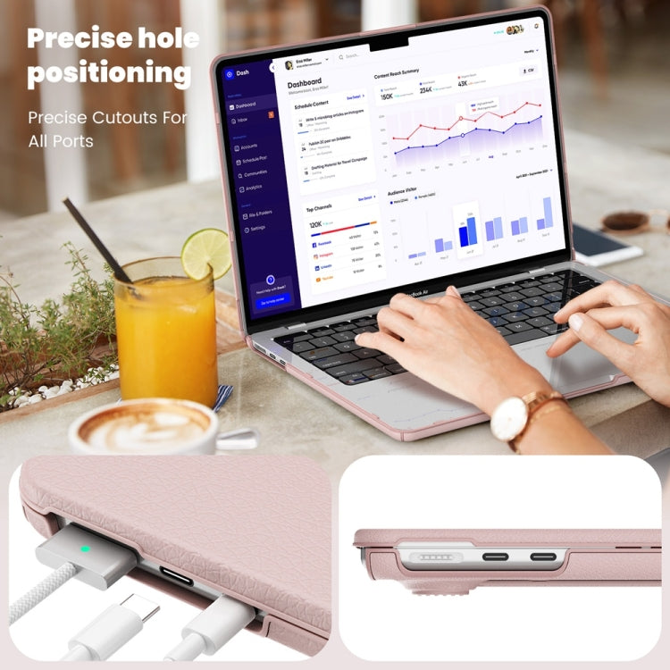 For MacBook Air 13.6 inch A3113 / A2681 Business Magnetic Holder PC + PU Laptop Protective Case(Pink) - MacBook Air Cases by PMC Jewellery | Online Shopping South Africa | PMC Jewellery | Buy Now Pay Later Mobicred