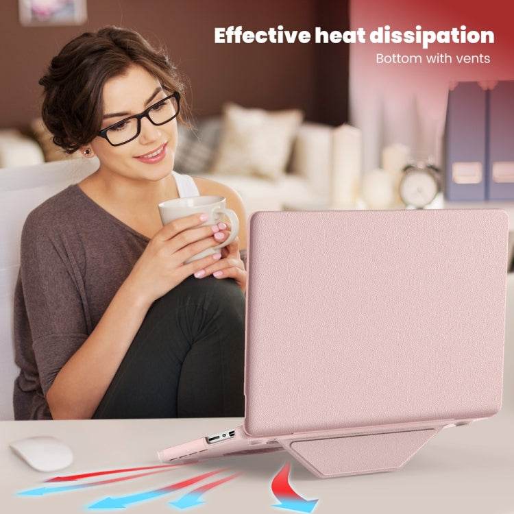 For MacBook Pro 14 inch A2918 / A2992 Business Magnetic Holder PC + PU Laptop Protective Case(Pink) - MacBook Pro Cases by PMC Jewellery | Online Shopping South Africa | PMC Jewellery | Buy Now Pay Later Mobicred