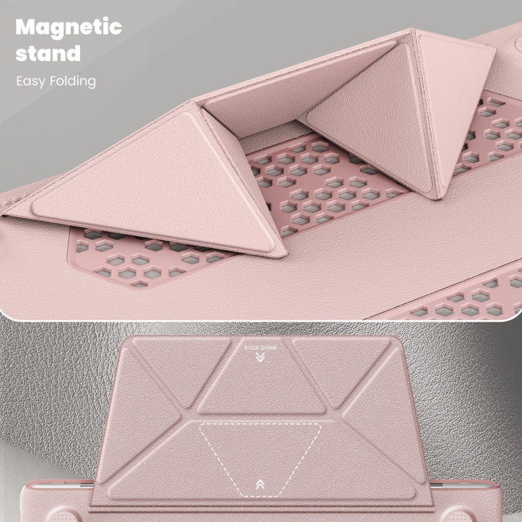 For MacBook Pro 14 inch A2918 / A2992 Business Magnetic Holder PC + PU Laptop Protective Case(Pink) - MacBook Pro Cases by PMC Jewellery | Online Shopping South Africa | PMC Jewellery | Buy Now Pay Later Mobicred