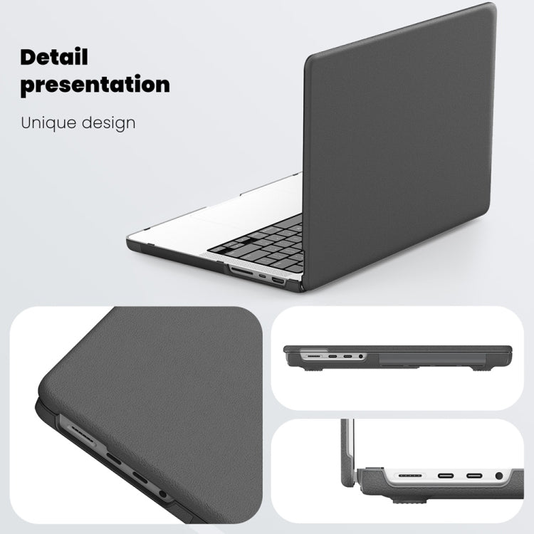 For MacBook Pro 14 inch A2918 / A2992 Business Magnetic Holder PC + PU Laptop Protective Case(Grey) - MacBook Pro Cases by PMC Jewellery | Online Shopping South Africa | PMC Jewellery | Buy Now Pay Later Mobicred