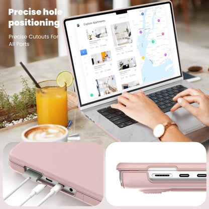 For MacBook Pro 16.2 inch A2991 / A2485 Business Magnetic Holder PC + PU Laptop Protective Case(Pink) - MacBook Pro Cases by PMC Jewellery | Online Shopping South Africa | PMC Jewellery | Buy Now Pay Later Mobicred