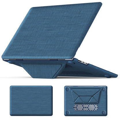 For MacBook Air 15.3 inch A3114 / A2941 Fabric Magnetic Holder Laptop Protective Case(Navy Blue) - MacBook Air Cases by PMC Jewellery | Online Shopping South Africa | PMC Jewellery | Buy Now Pay Later Mobicred