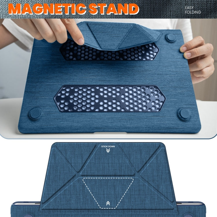 For MacBook Air 15.3 inch A3114 / A2941 Fabric Magnetic Holder Laptop Protective Case(Navy Blue) - MacBook Air Cases by PMC Jewellery | Online Shopping South Africa | PMC Jewellery | Buy Now Pay Later Mobicred