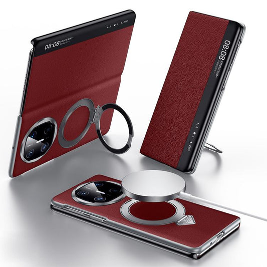 For Huawei Mate X6 SULADA Smart View Window MagSafe Magnetic Holder Leather Phone Case(Red) - Huawei Cases by SULADA | Online Shopping South Africa | PMC Jewellery | Buy Now Pay Later Mobicred