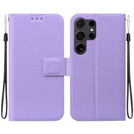 For Samsung Galaxy S25 Ultra 5G Ultra-thin Voltage Magnetic Buckle Leather Phone Case(Purple) - Galaxy S25 Ultra 5G Cases by PMC Jewellery | Online Shopping South Africa | PMC Jewellery | Buy Now Pay Later Mobicred