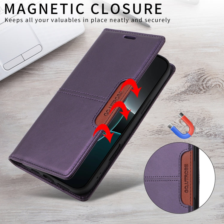 For iPhone 16 Pro Max GQUTROBE G01 RFID Anti-theft Leather Phone Case(Purple) - iPhone 16 Pro Max Cases by GQUTROBE | Online Shopping South Africa | PMC Jewellery | Buy Now Pay Later Mobicred