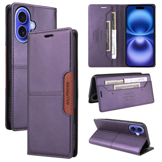 For iPhone 16 GQUTROBE G01 RFID Anti-theft Leather Phone Case(Purple) - iPhone 16 Cases by GQUTROBE | Online Shopping South Africa | PMC Jewellery | Buy Now Pay Later Mobicred