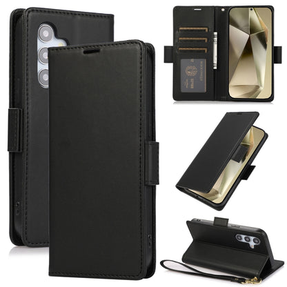 For Samsung Galaxy S25 / S24 5G Side Buckle RFID Anti-theft Leather Phone Case(Black) - Galaxy S25 5G Cases by PMC Jewellery | Online Shopping South Africa | PMC Jewellery | Buy Now Pay Later Mobicred