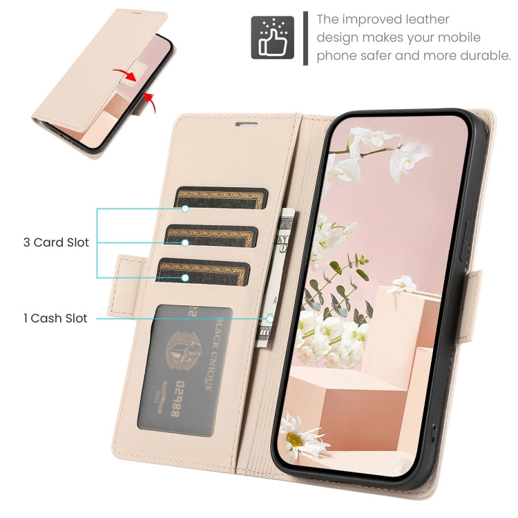 For Samsung Galaxy S25+ / S24+ 5G Side Buckle RFID Anti-theft Leather Phone Case(Apricot) - Galaxy S25+ 5G Cases by PMC Jewellery | Online Shopping South Africa | PMC Jewellery | Buy Now Pay Later Mobicred