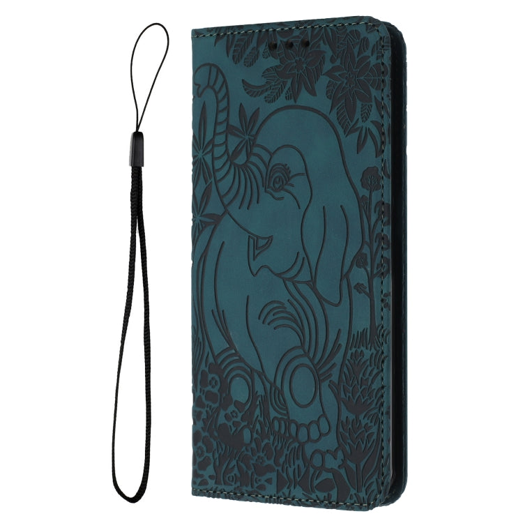 For Samsung Galaxy S25 5G Retro Elephant Embossed Leather Phone Case(Green) - Galaxy S25 5G Cases by PMC Jewellery | Online Shopping South Africa | PMC Jewellery | Buy Now Pay Later Mobicred